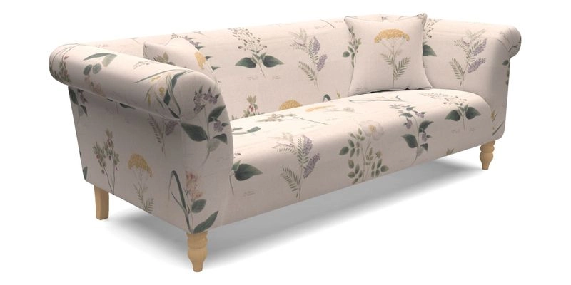 Exbury 3 Seater Sofa in Padua Pavement Forest with Scatters in Gertrude Jekyll Velvet Ink