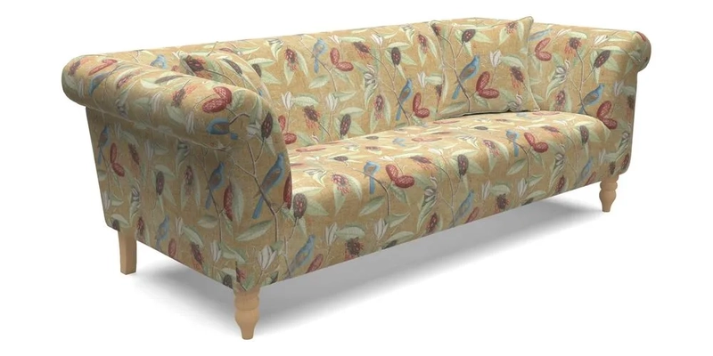 Exbury 3 Seater Sofa in Padua Pavement Forest with Scatters in Gertrude Jekyll Velvet Ink