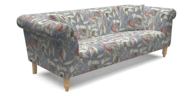 Exbury 3 Seater Sofa in Padua Pavement Forest with Scatters in Gertrude Jekyll Velvet Ink