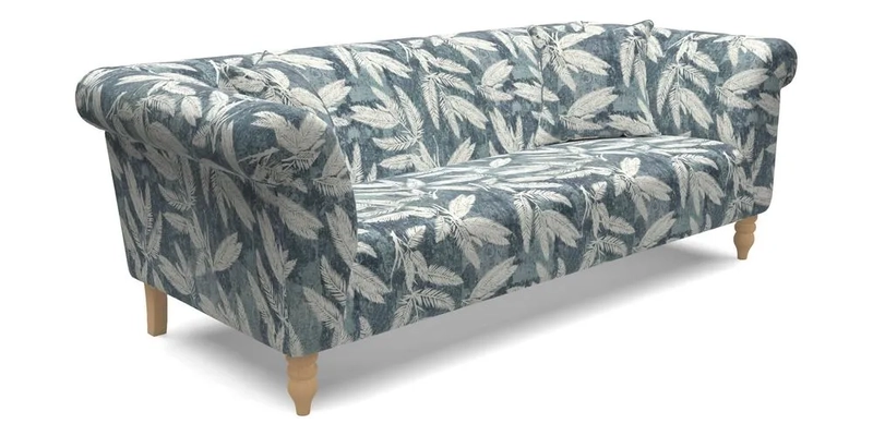 Exbury 3 Seater Sofa in Padua Pavement Forest with Scatters in Gertrude Jekyll Velvet Ink