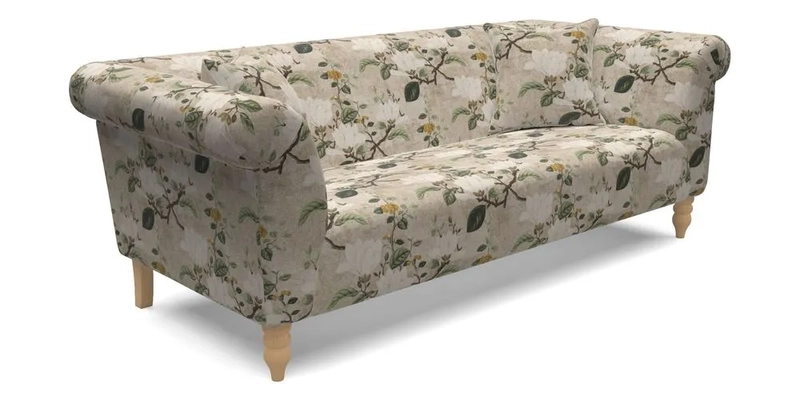 Exbury 3 Seater Sofa in Padua Pavement Forest with Scatters in Gertrude Jekyll Velvet Ink