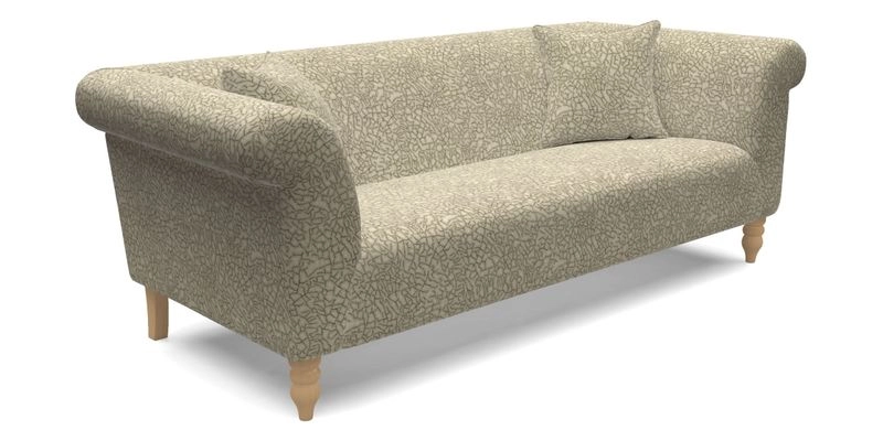 Exbury 3 seater sofa in Padua Pavement Forest with scatters in Gertrude Jekyll Velvet Ink