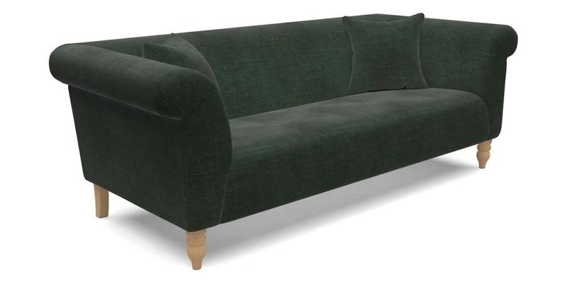 Exbury 3 Seater Sofa in Padua Pavement Forest with Scatters in Gertrude Jekyll Velvet Ink