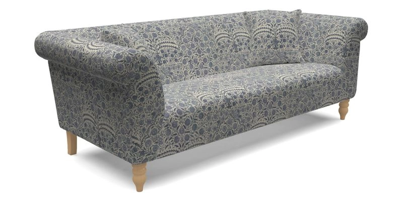 Exbury 3 Seater Sofa in Padua Pavement Forest with Scatters in Gertrude Jekyll Velvet Ink