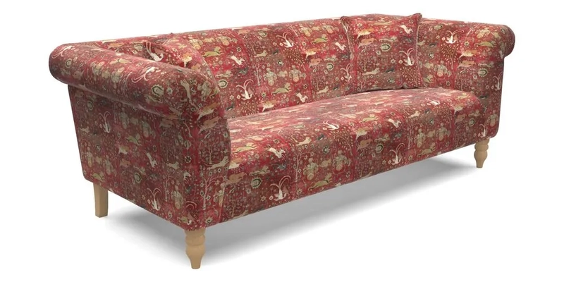  Exbury 4 Seater Sofa in Threads of India Opulent Velvets Paisley Splendour Rouge