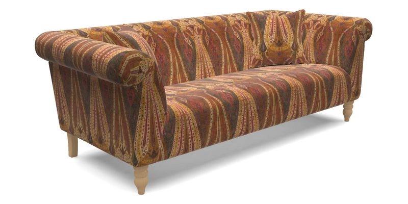  Exbury 4 Seater Sofa in Threads of India Opulent Velvets Paisley Splendour Rouge