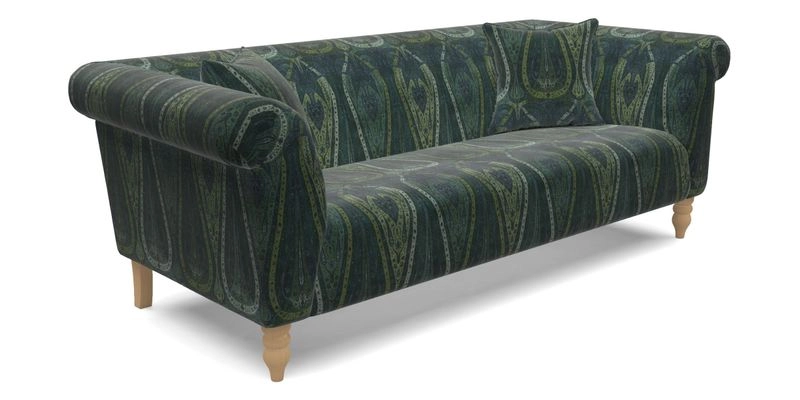  Exbury 4 Seater Sofa in Threads of India Opulent Velvets Paisley Splendour Rouge