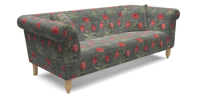  Exbury 4 Seater Sofa in Threads of India Opulent Velvets Paisley Splendour Rouge