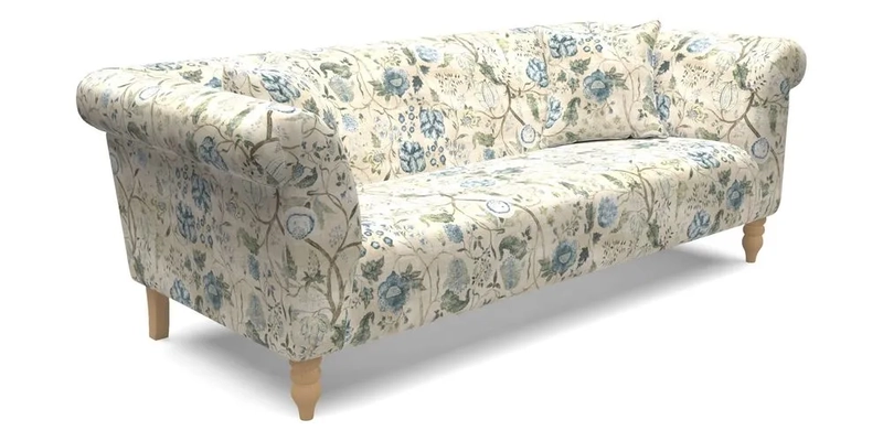 Exbury 3 Seater Sofa in Padua Pavement Forest with Scatters in Gertrude Jekyll Velvet Ink