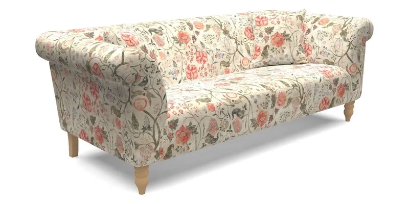  Exbury 4 Seater Sofa in Threads of India Opulent Velvets Paisley Splendour Rouge