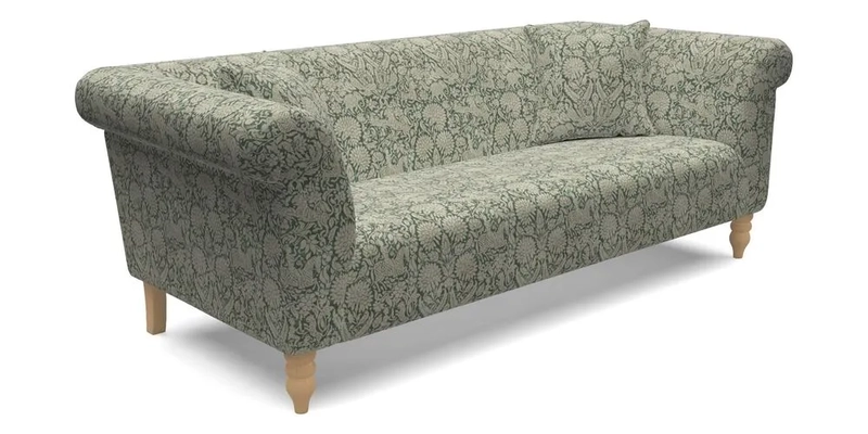 Exbury 3 Seater Sofa in Padua Pavement Forest with Scatters in Gertrude Jekyll Velvet Ink