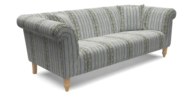 Exbury 3 Seater Sofa in Padua Pavement Forest with Scatters in Gertrude Jekyll Velvet Ink