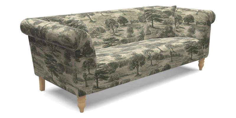 Exbury 3 seater sofa in Padua Pavement Forest with scatters in Gertrude Jekyll Velvet Ink