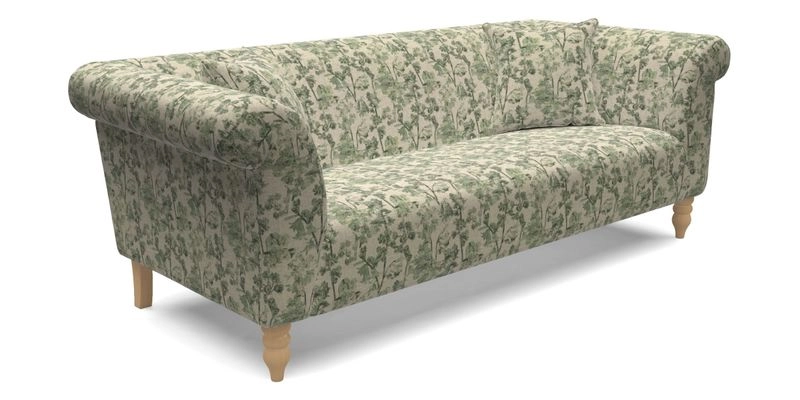 Exbury 3 seater sofa in Padua Pavement Forest with scatters in Gertrude Jekyll Velvet Ink