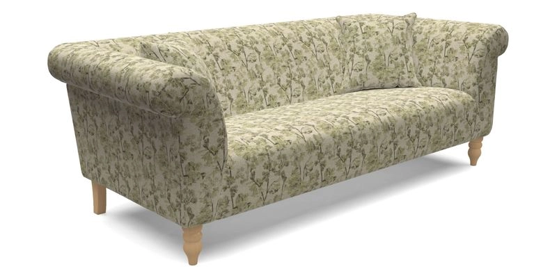 Exbury 3 seater sofa in Padua Pavement Forest with scatters in Gertrude Jekyll Velvet Ink