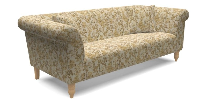Exbury 3 seater sofa in Padua Pavement Forest with scatters in Gertrude Jekyll Velvet Ink
