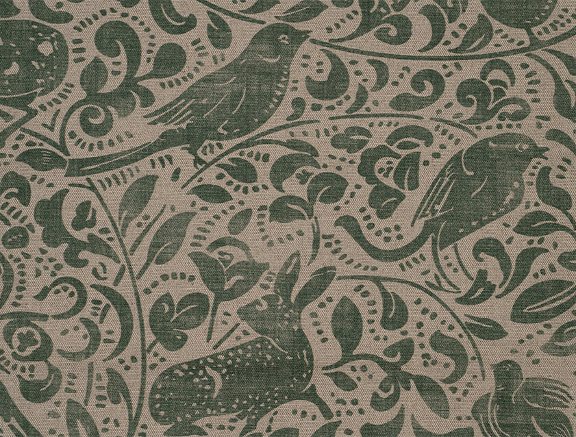 V&A Drawn From Nature - Bird and Rabbit: Dark Green