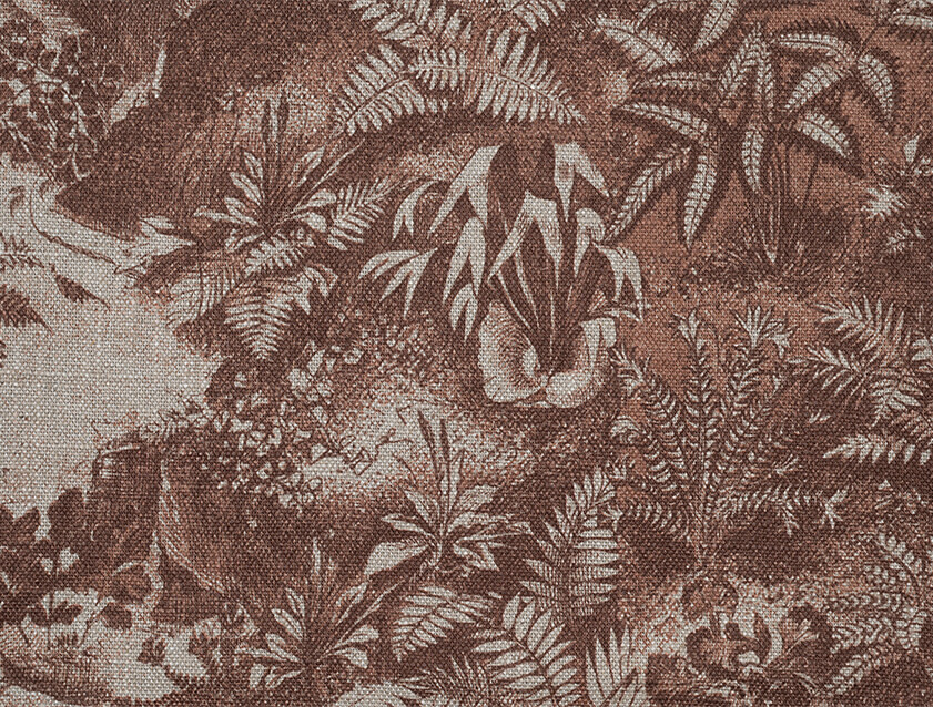 Spill Resistant RHS Ferns Toile: Burnt Umber