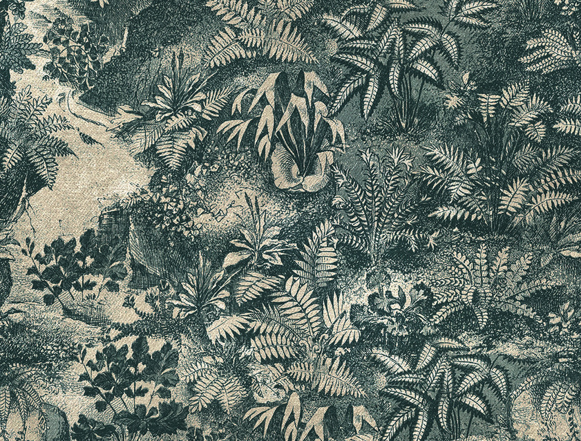 RHS Botanicals on Velvet - Ferns Toile: Emerald