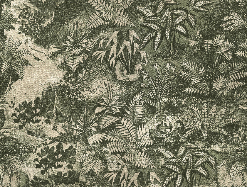 RHS Botanicals on Velvet - Ferns Toile: Forest
