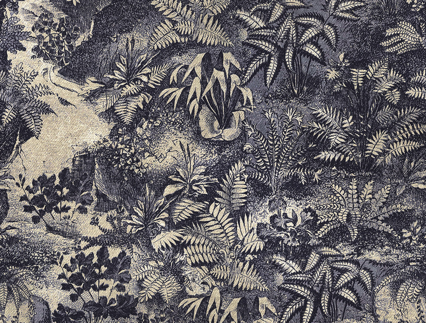 RHS Botanicals on Velvet - Ferns Toile: Ink