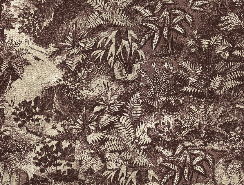 RHS Botanicals on Velvet - Ferns Toile: Caramel