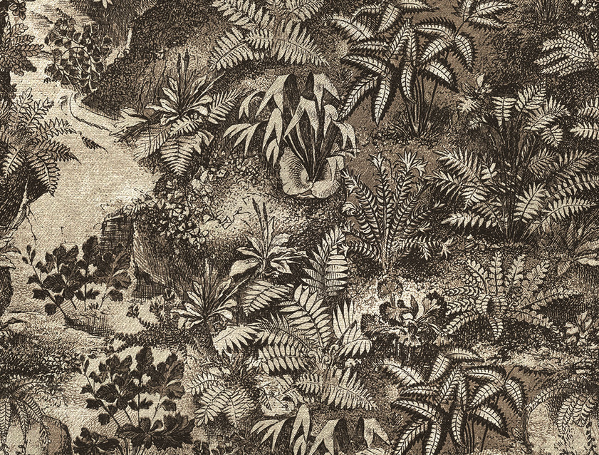 RHS Botanicals on Velvet - Ferns Toile: Mocha