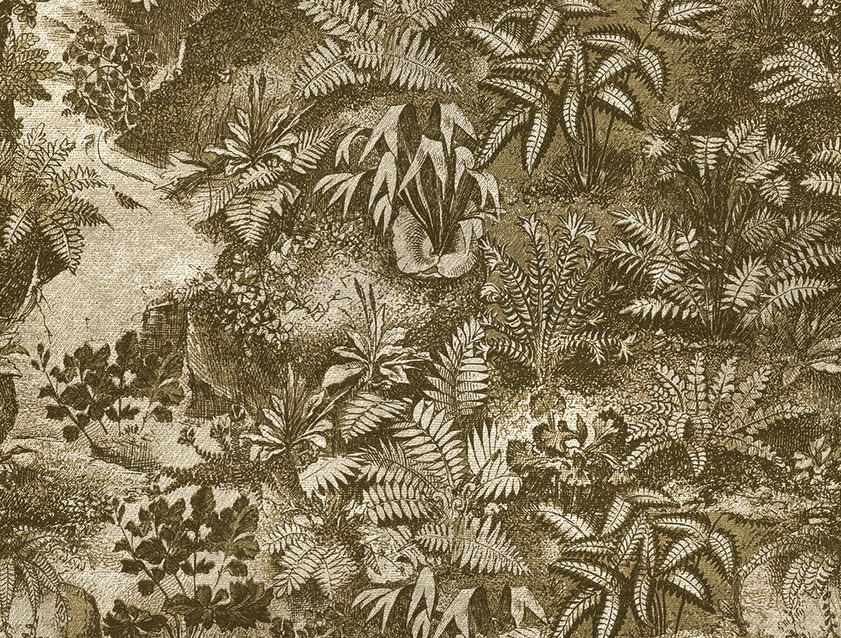 RHS Botanicals on Velvet - Ferns Toile: Olive