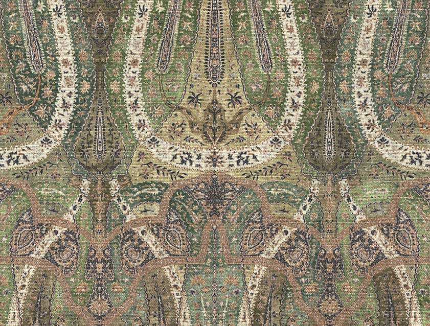 V&A Threads of India on Linen - Paisley Splendour: Seafoam