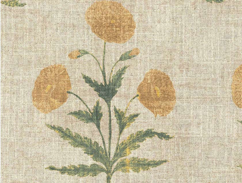 V&A Threads of India on Linen - Regal Poppy: Buttermilk