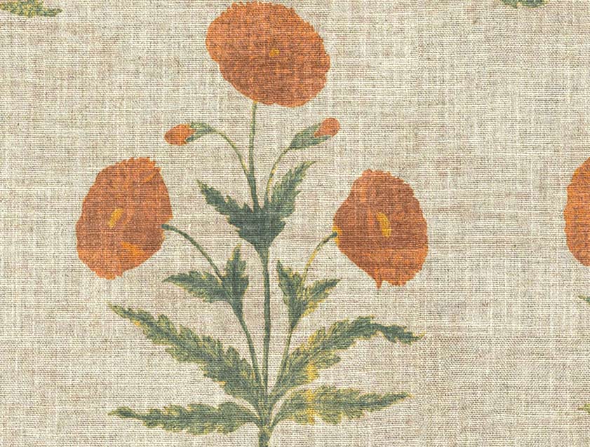 V&A Threads of India on Linen - Regal Poppy: Marigold
