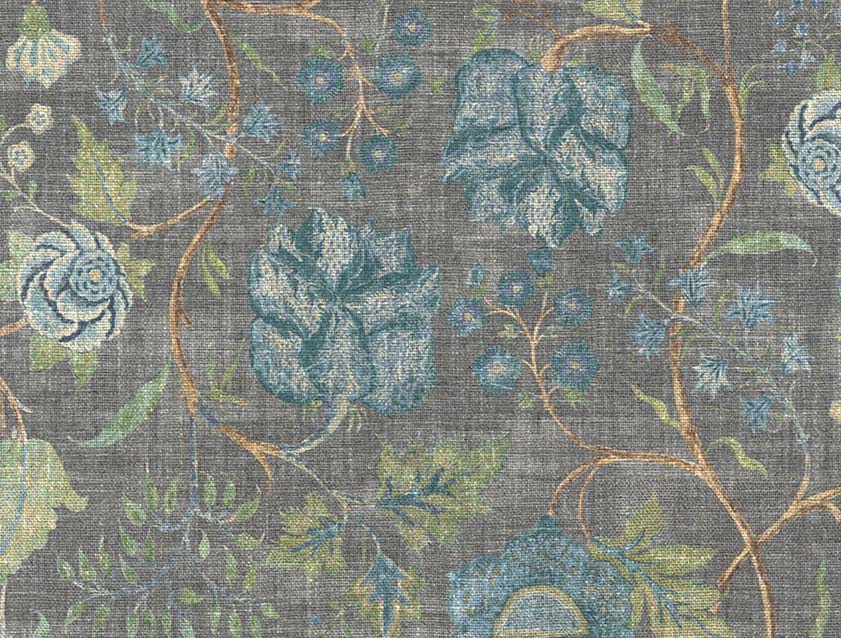 V&A Threads of India on Linen - Tree of Life: Slate