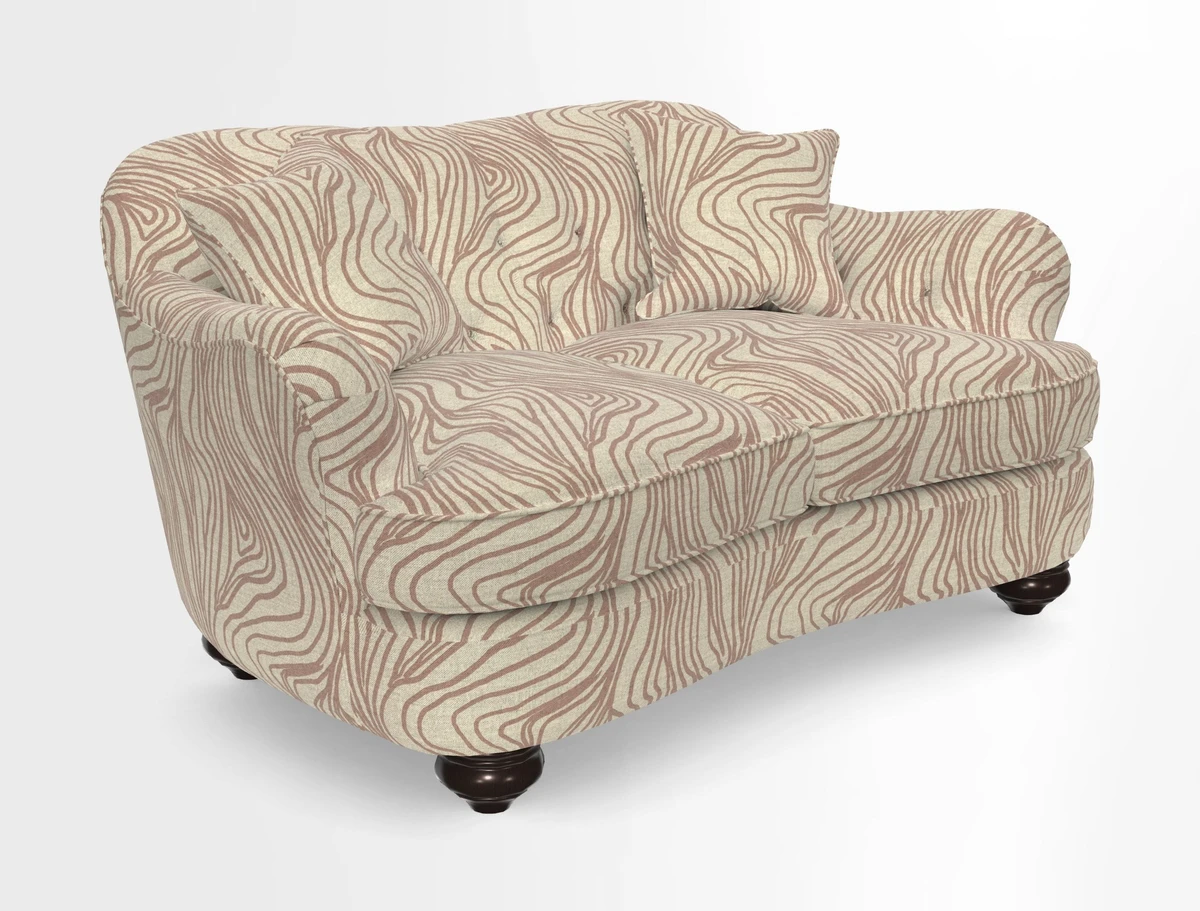 Fairmont 2.5 Seater Sofa in Romo Osumi Wild Rose with Contrast Piping in Linwood Luna Blossom Contrasting Scatters in Colefax & Fowler Jocasta Velvet Red