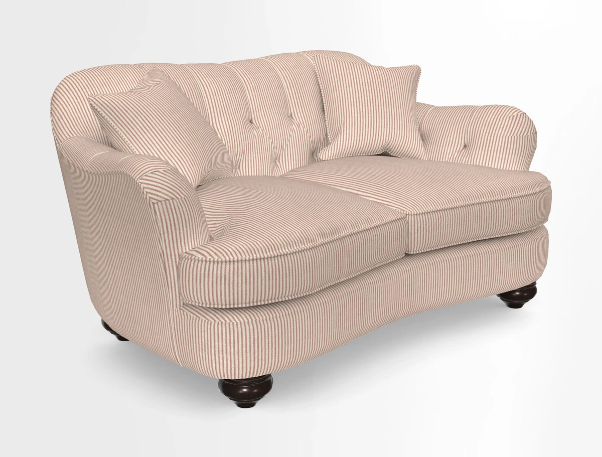 Fairmont 2.5 Seater Sofa in Romo Osumi Wild Rose with Contrast Piping in Linwood Luna Blossom Contrasting Scatters in Colefax & Fowler Jocasta Velvet Red