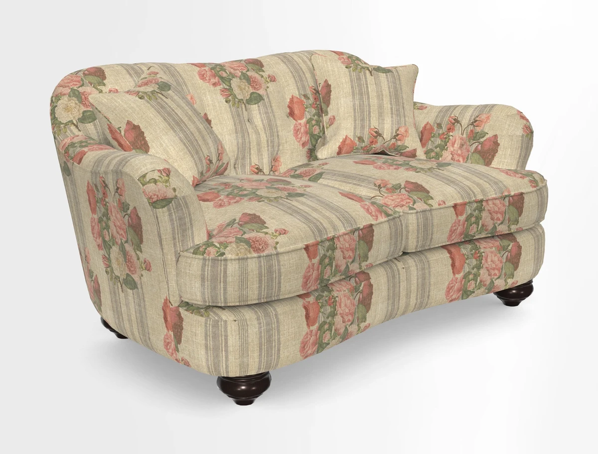 Fairmont 2.5 Seater Sofa in Romo Osumi Wild Rose with Contrast Piping in Linwood Luna Blossom Contrasting Scatters in Colefax & Fowler Jocasta Velvet Red