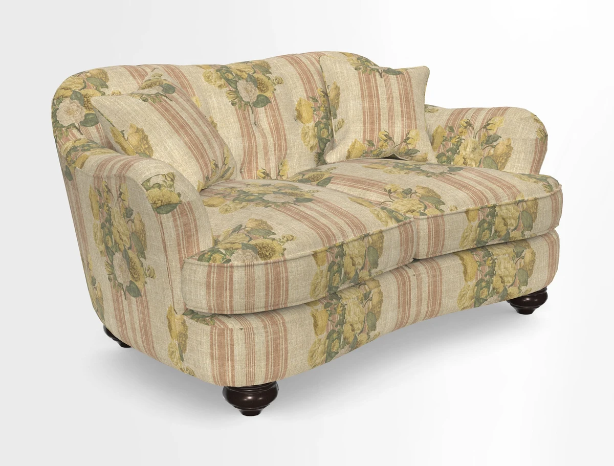 Fairmont 2.5 Seater Sofa in Romo Osumi Wild Rose with Contrast Piping in Linwood Luna Blossom Contrasting Scatters in Colefax & Fowler Jocasta Velvet Red
