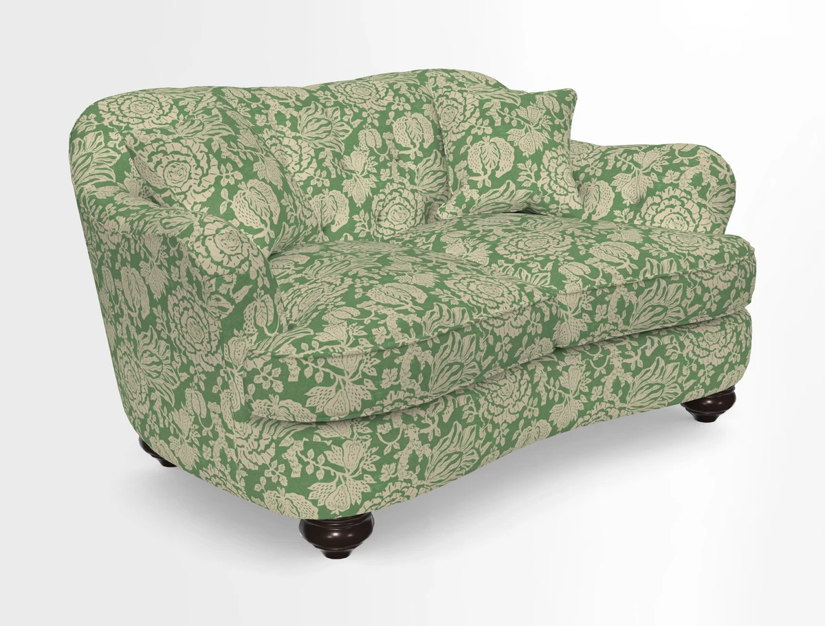 Fairmont 2.5 Seater Sofa in Romo Osumi Wild Rose with Contrast Piping in Linwood Luna Blossom Contrasting Scatters in Colefax & Fowler Jocasta Velvet Red