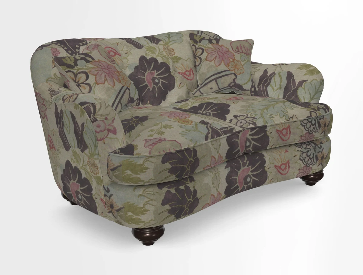 Fairmont 2.5 Seater Sofa in Romo Osumi Wild Rose with Contrast Piping in Linwood Luna Blossom Contrasting Scatters in Colefax & Fowler Jocasta Velvet Red