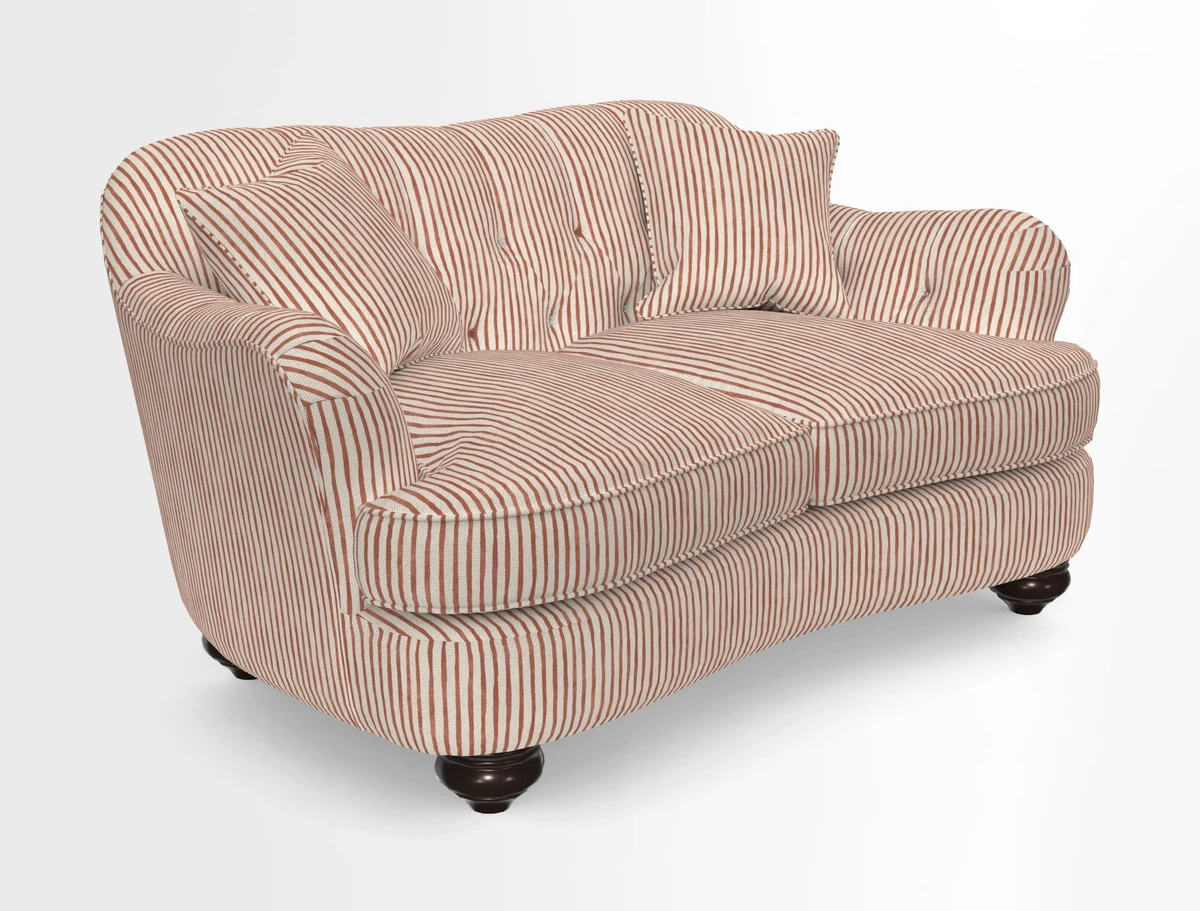 Fairmont 2.5 Seater Sofa in Romo Osumi Wild Rose with Contrast Piping in Linwood Luna Blossom Contrasting Scatters in Colefax & Fowler Jocasta Velvet Red