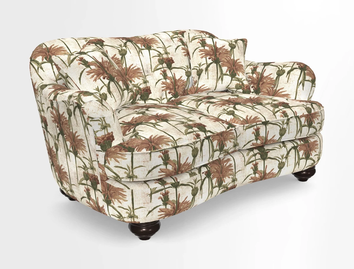 Fairmont 2.5 Seater Sofa in Romo Osumi Wild Rose with Contrast Piping in Linwood Luna Blossom Contrasting Scatters in Colefax & Fowler Jocasta Velvet Red