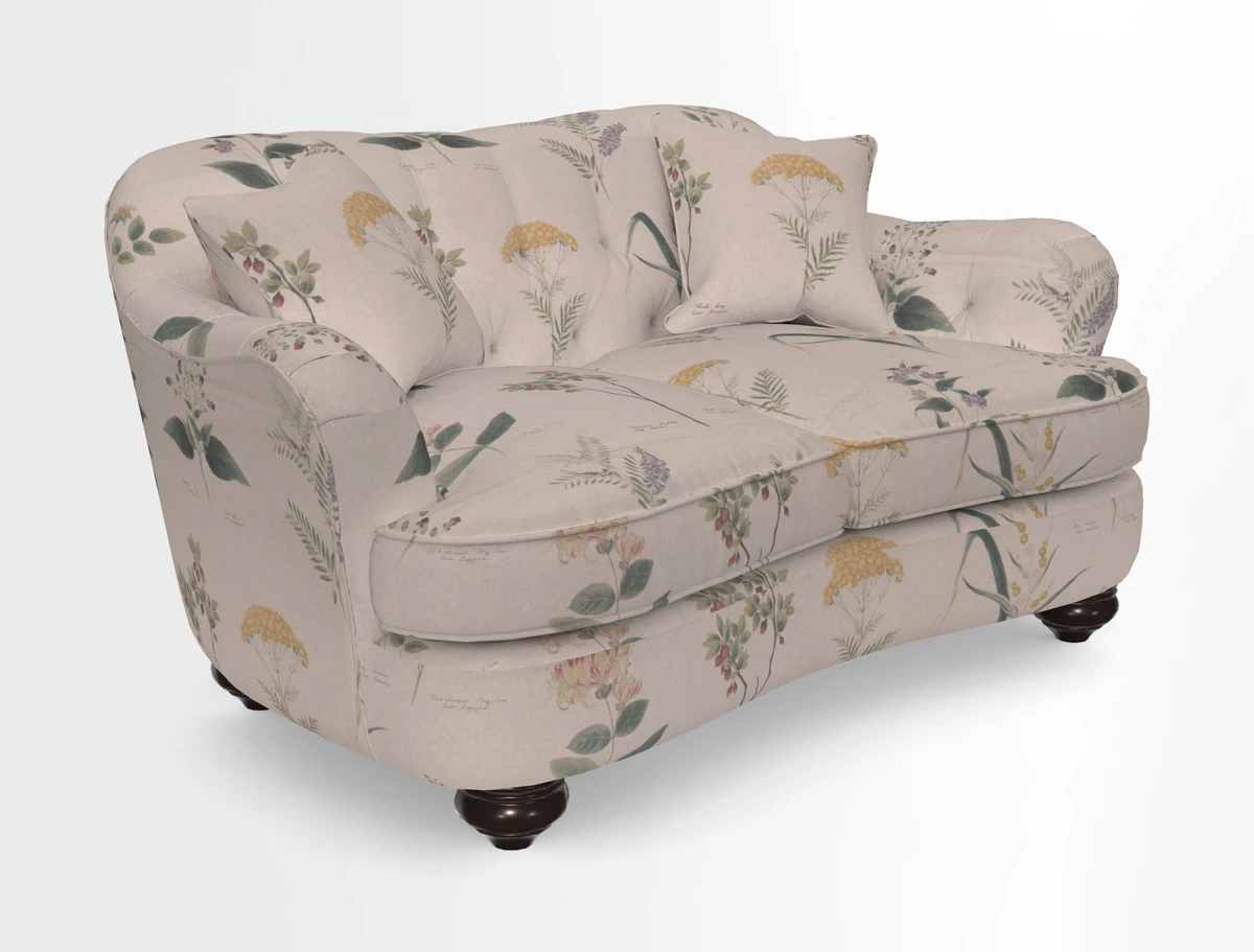 Fairmont 2.5 Seater Sofa in Romo Osumi Wild Rose with Contrast Piping in Linwood Luna Blossom Contrasting Scatters in Colefax & Fowler Jocasta Velvet Red