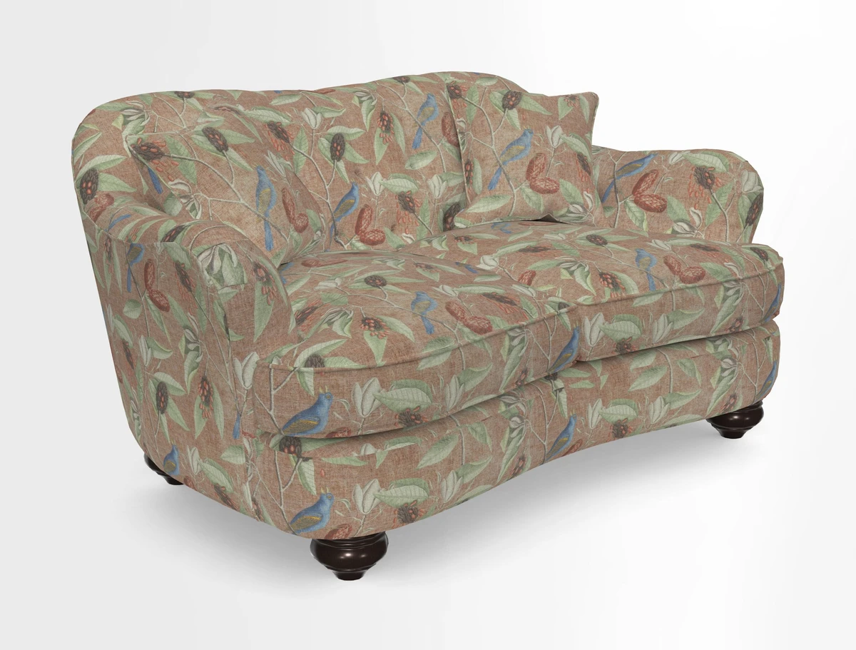 Fairmont 2.5 Seater Sofa in Romo Osumi Wild Rose with Contrast Piping in Linwood Luna Blossom Contrasting Scatters in Colefax & Fowler Jocasta Velvet Red
