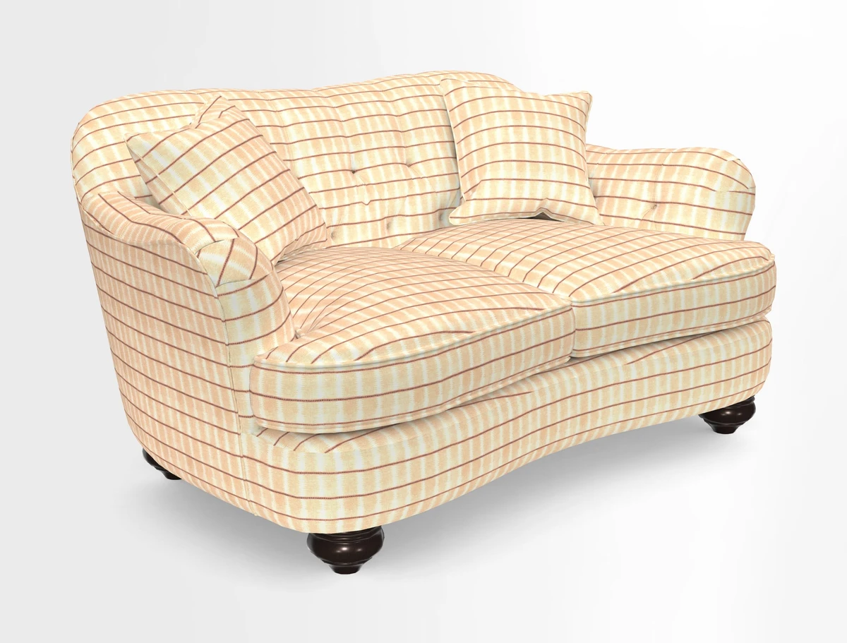 Fairmont 2.5 Seater Sofa in Romo Osumi Wild Rose with Contrast Piping in Linwood Luna Blossom Contrasting Scatters in Colefax & Fowler Jocasta Velvet Red