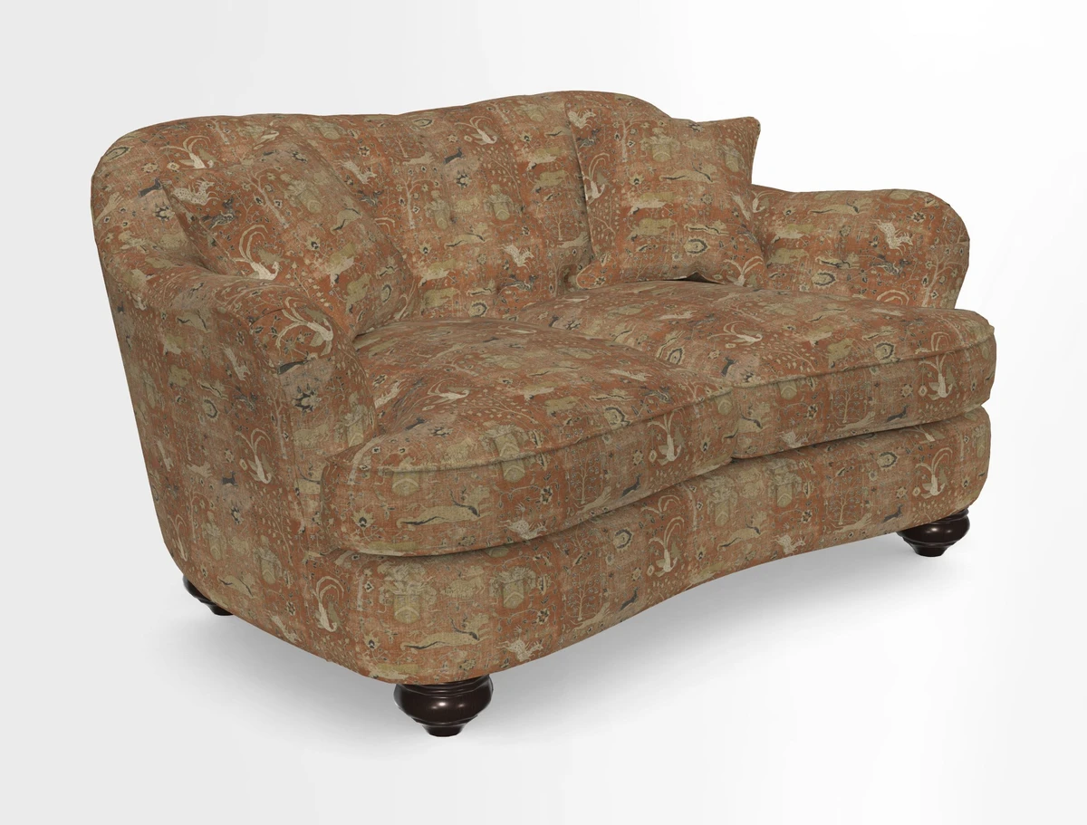 Fairmont 2.5 Seater Sofa in Romo Osumi Wild Rose with Contrast Piping in Linwood Luna Blossom Contrasting Scatters in Colefax & Fowler Jocasta Velvet Red