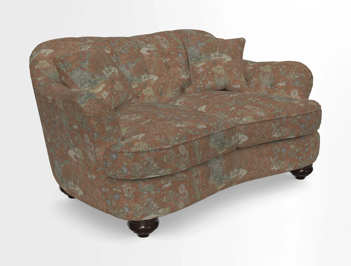 Fairmont 2.5 Seater Sofa in Romo Osumi Wild Rose with Contrast Piping in Linwood Luna Blossom Contrasting Scatters in Colefax & Fowler Jocasta Velvet Red