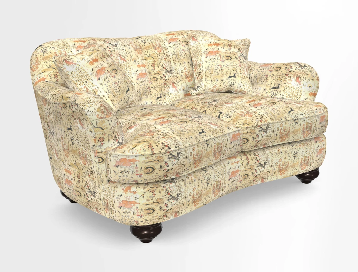 Fairmont 2.5 Seater Sofa in Romo Osumi Wild Rose with Contrast Piping in Linwood Luna Blossom Contrasting Scatters in Colefax & Fowler Jocasta Velvet Red
