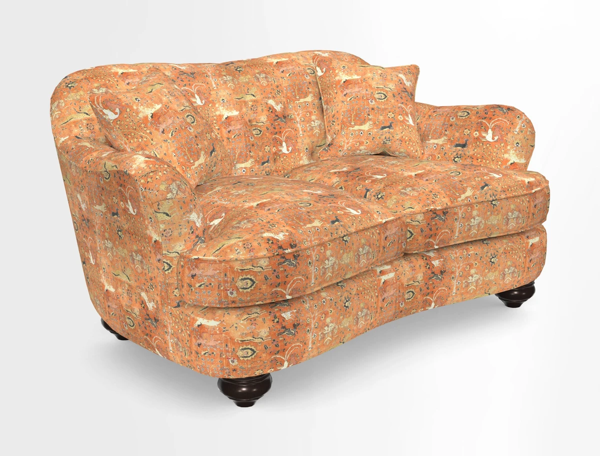 Fairmont 2.5 Seater Sofa in Romo Osumi Wild Rose with Contrast Piping in Linwood Luna Blossom Contrasting Scatters in Colefax & Fowler Jocasta Velvet Red