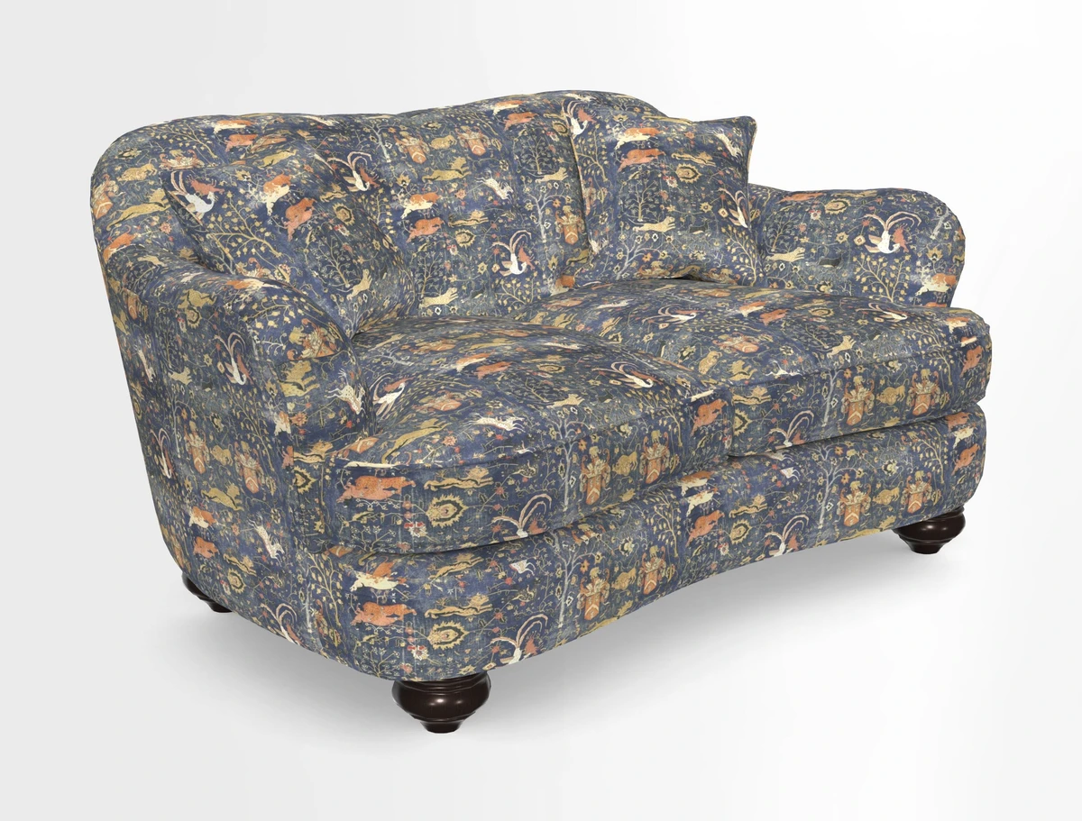 Fairmont 2.5 Seater Sofa in Romo Osumi Wild Rose with Contrast Piping in Linwood Luna Blossom Contrasting Scatters in Colefax & Fowler Jocasta Velvet Red