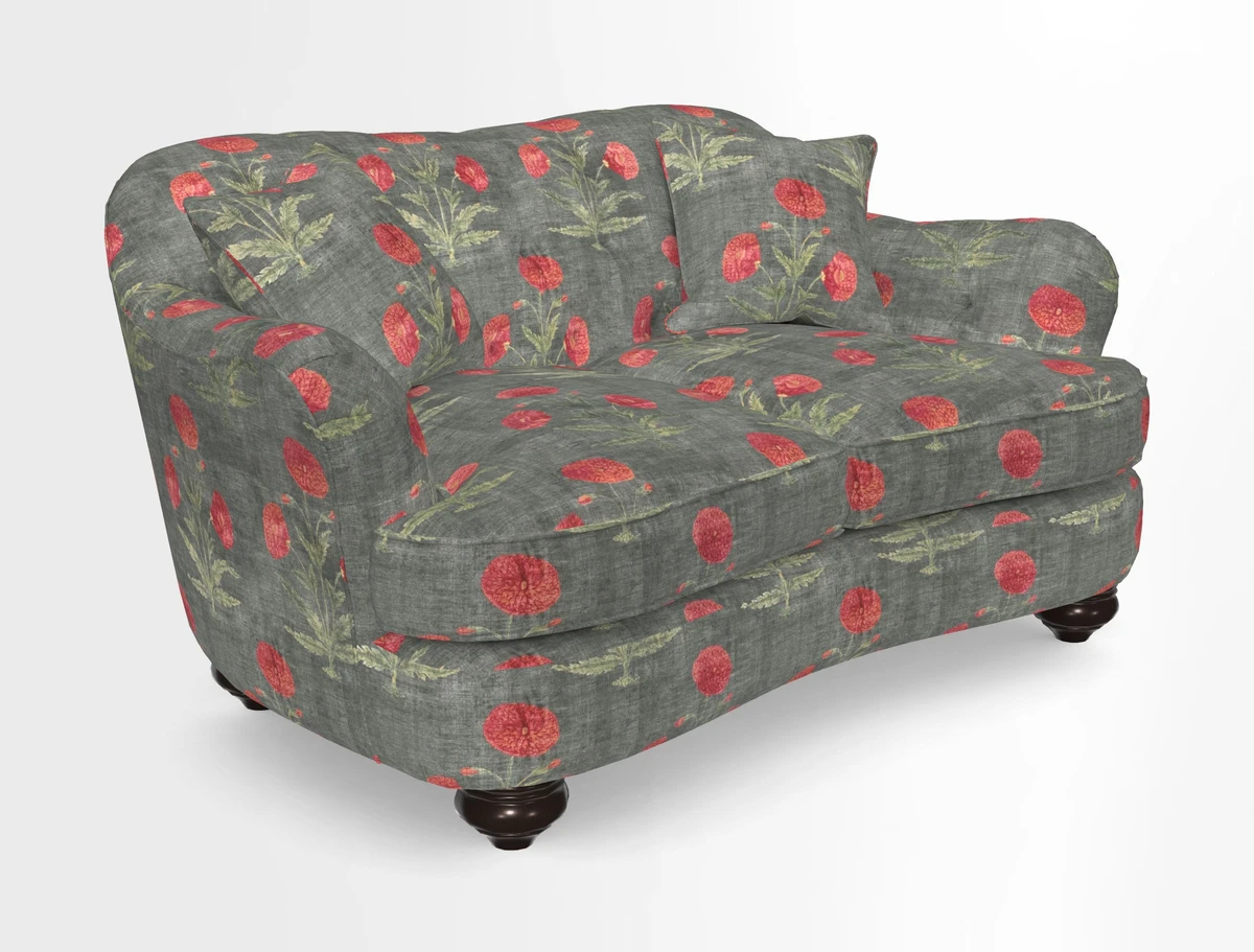 Fairmont 2.5 Seater Sofa in Romo Osumi Wild Rose with Contrast Piping in Linwood Luna Blossom Contrasting Scatters in Colefax & Fowler Jocasta Velvet Red