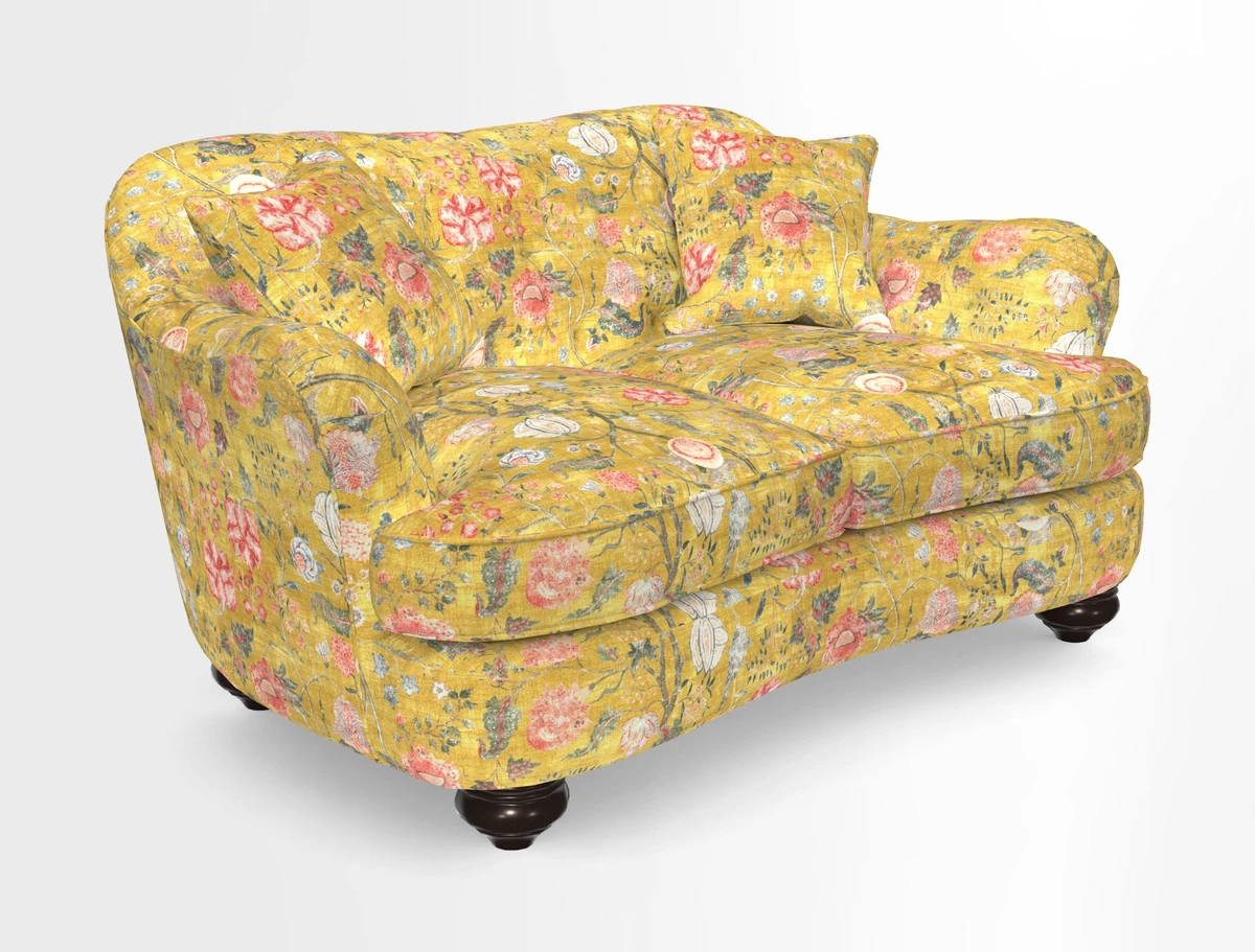 Fairmont 2.5 Seater Sofa in Romo Osumi Wild Rose with Contrast Piping in Linwood Luna Blossom Contrasting Scatters in Colefax & Fowler Jocasta Velvet Red